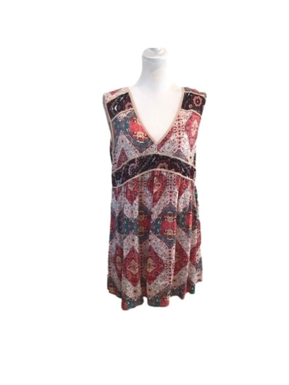 Umgee Size M patchwork look dress. Hi-lo mini coastal flirty baby doll festival